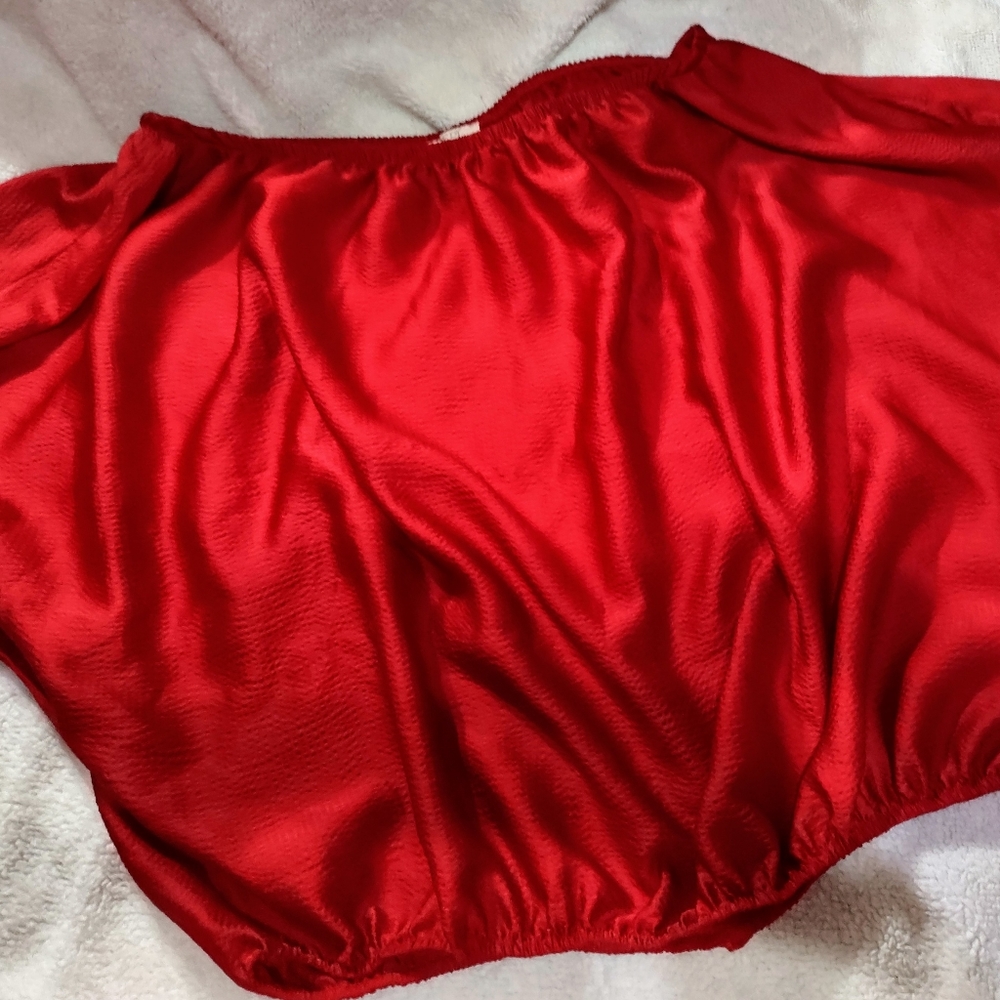 Off the shoulder red top